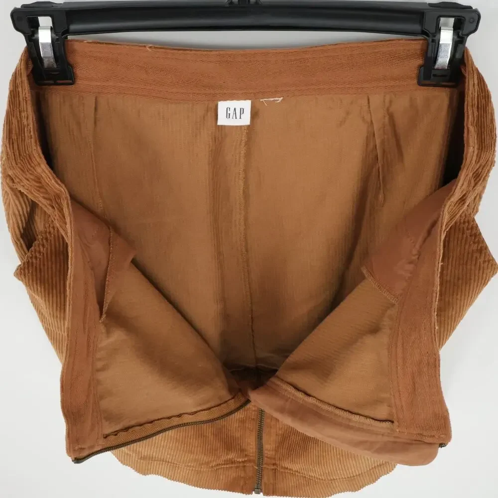 Gap Skirt Womens 8 Rust Brown Corduroy Zip Front Pockets Short Mini Preppy